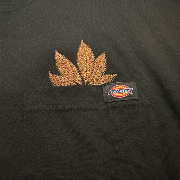 Hand Embroidered Dickies Black Pocket Tee Shirt for Men - Picture 3 of 4